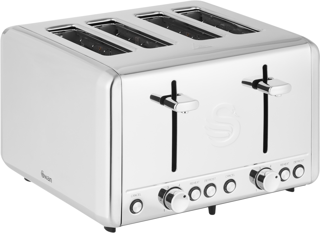 Classic 4 Slice Polished Stainless Steel Toaster