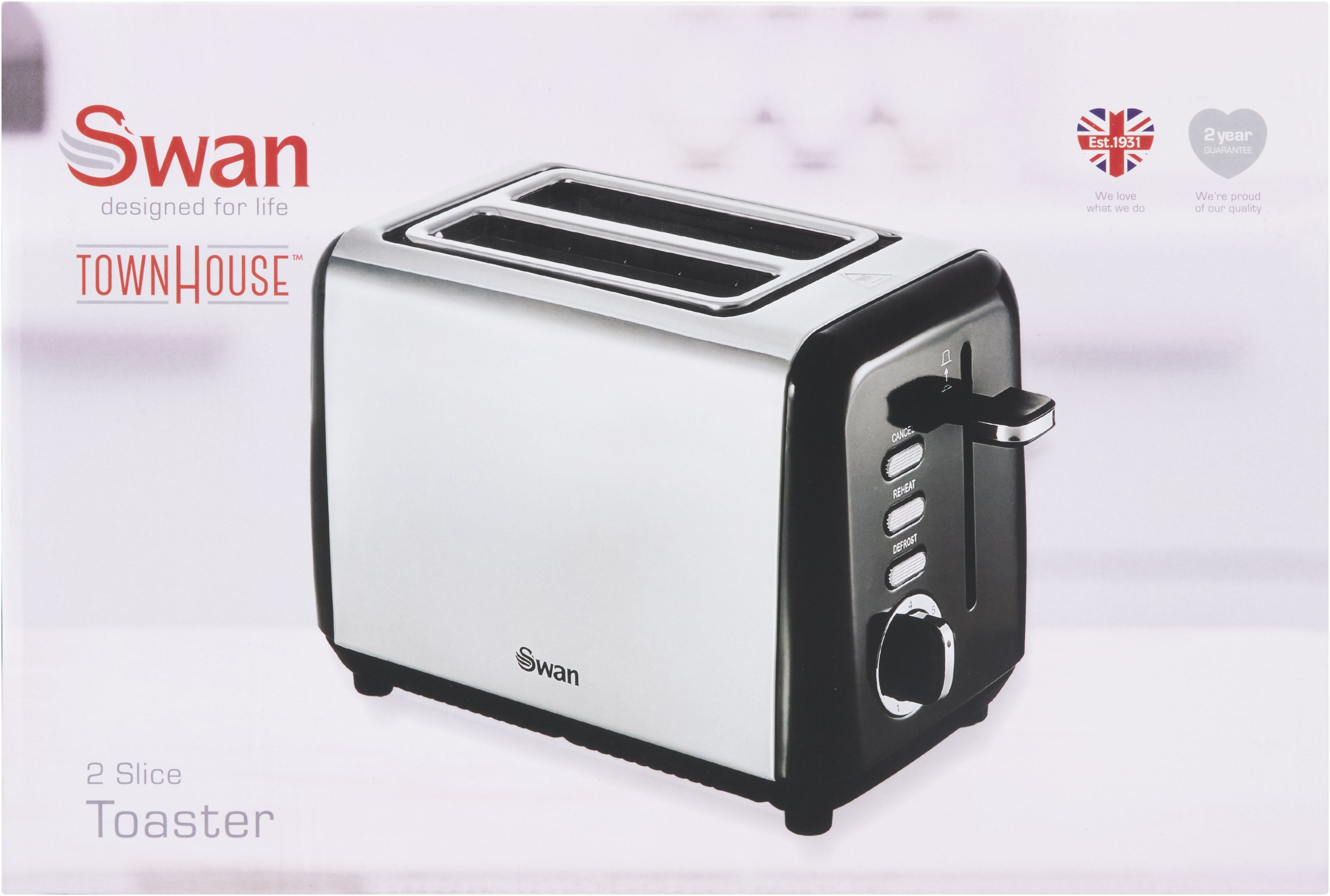 Swan Townhouse Stainless Steel Silver 2 Slice Toaster