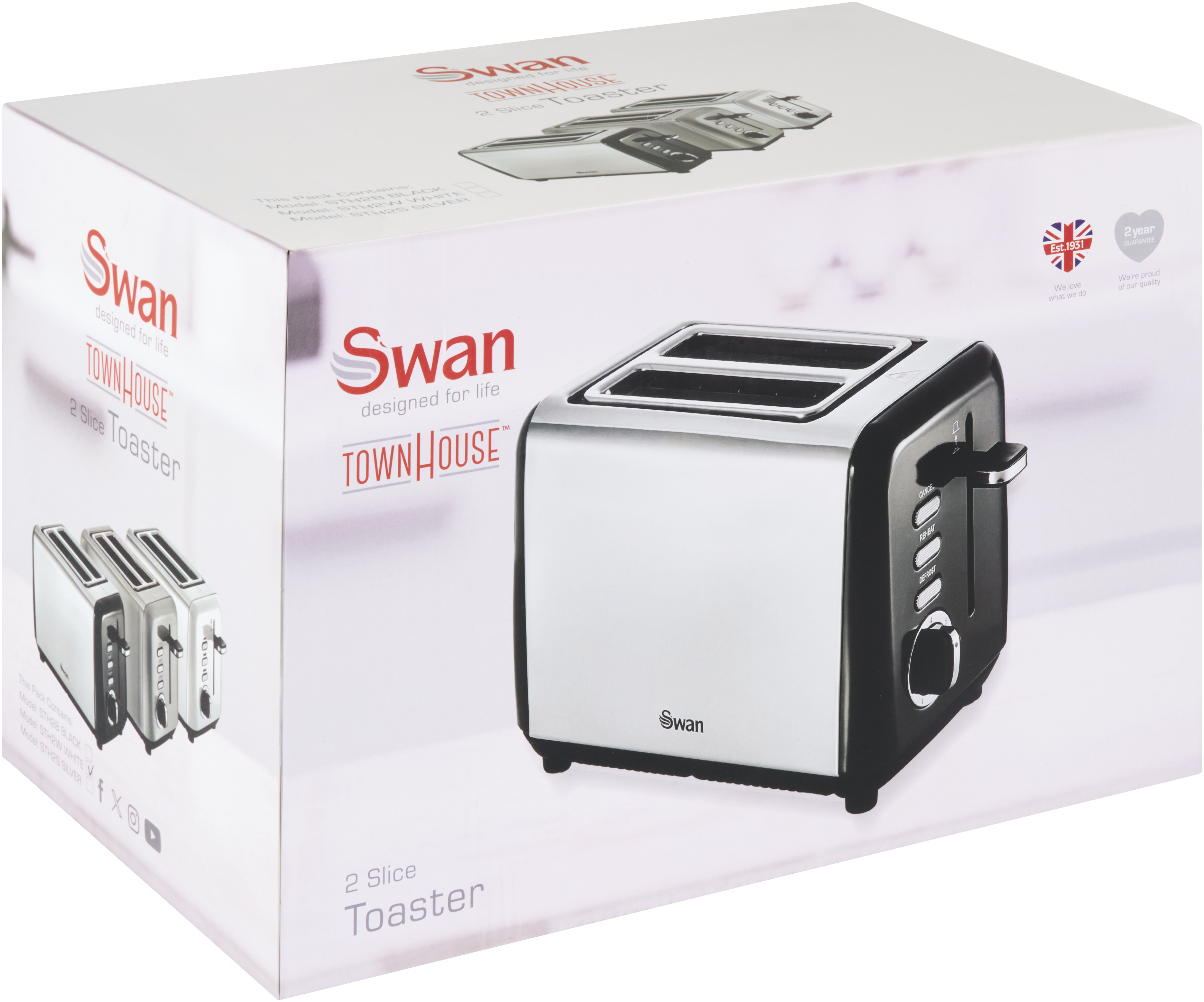 Swan Townhouse Stainless Steel Silver 2 Slice Toaster