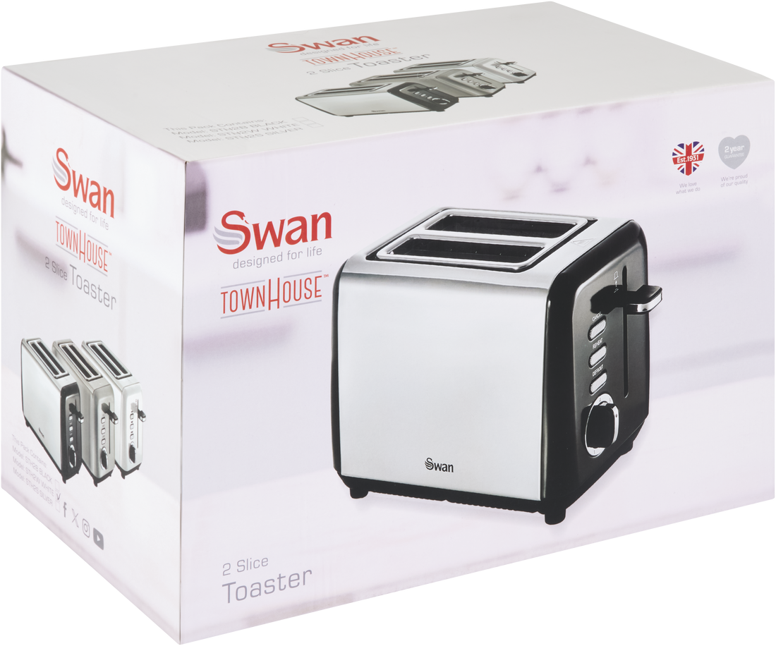 Swan Townhouse Stainless Steel Silver 2 Slice Toaster
