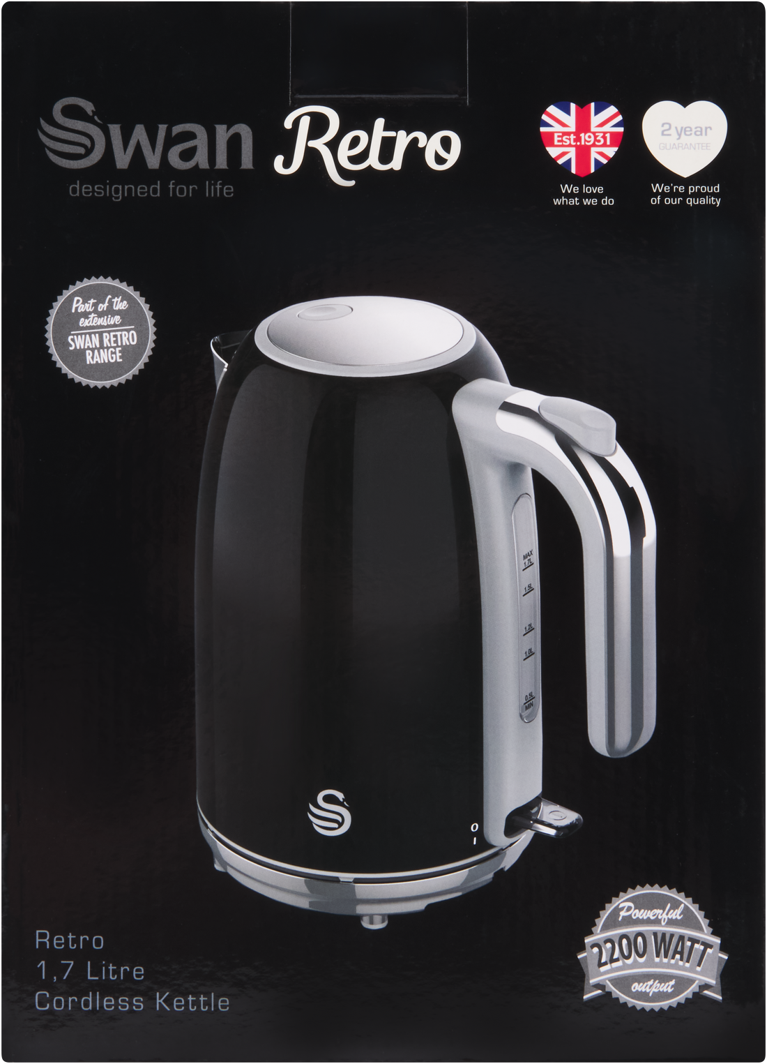 Swan Retro Glossy Black Kettle