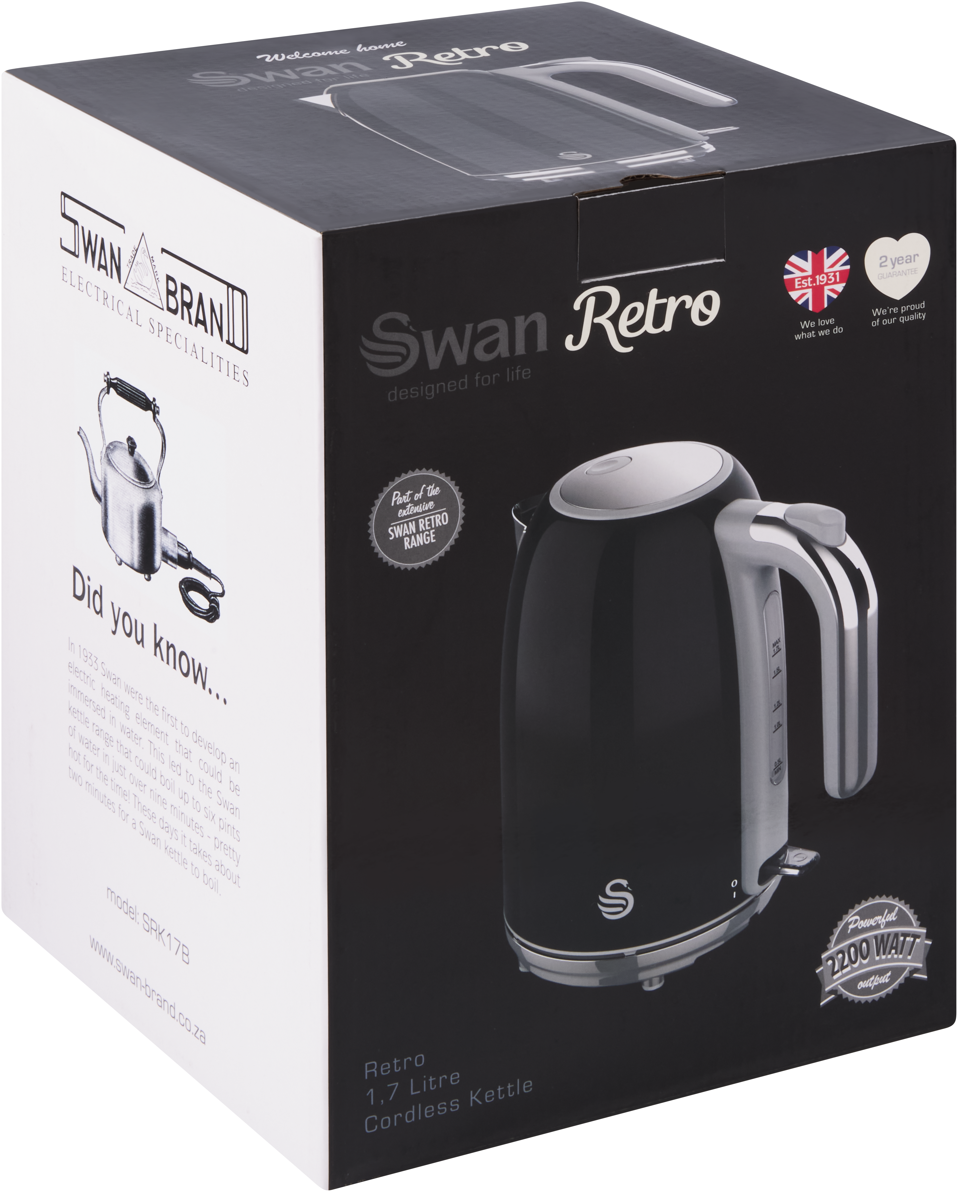 Swan Retro Glossy Black Kettle