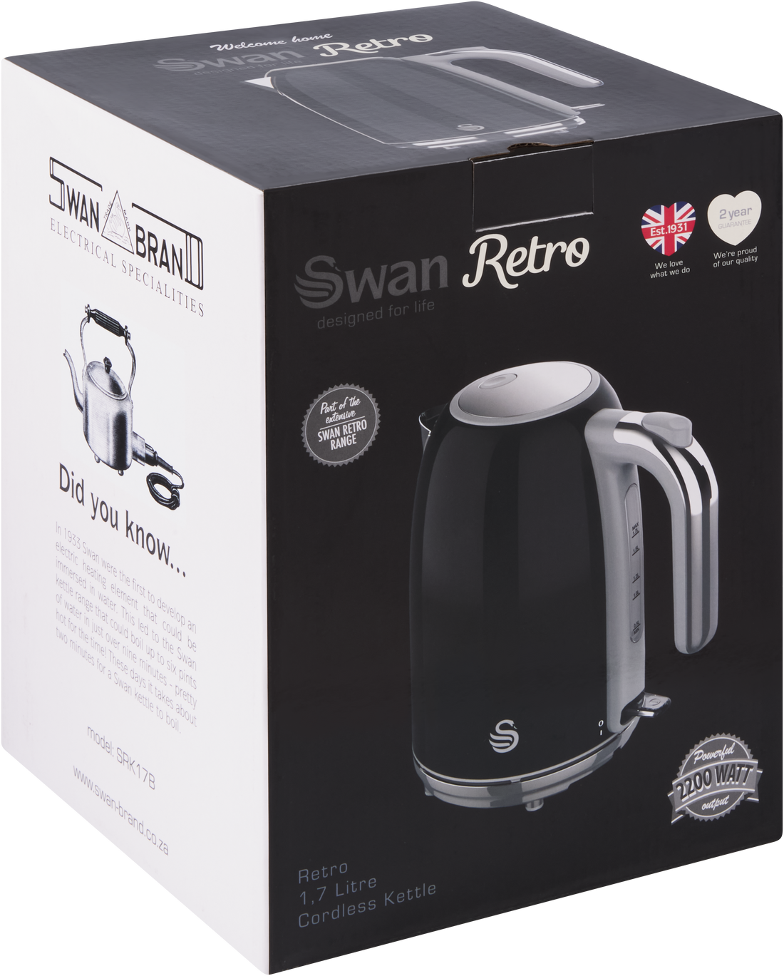 Swan Retro Glossy Black Kettle