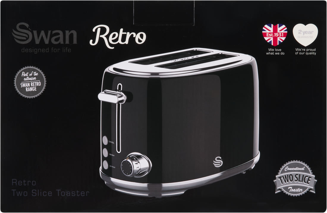 Swan Retro Toaster Glossy Black