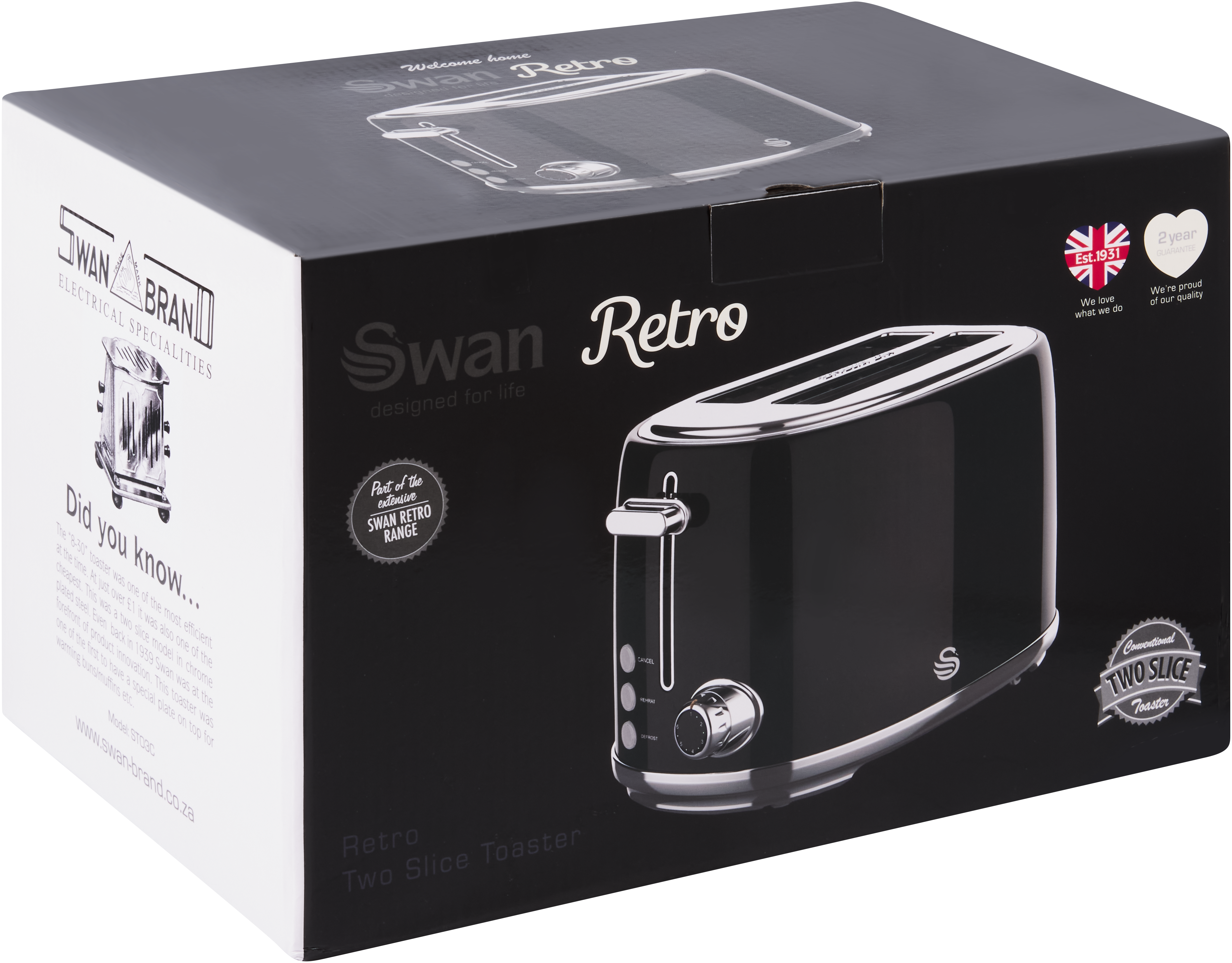 Swan Retro Toaster Glossy Black