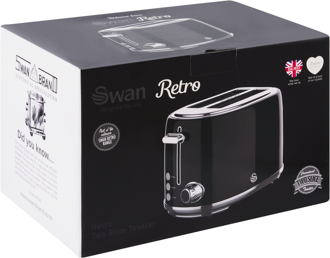 Swan Retro Toaster Glossy Black