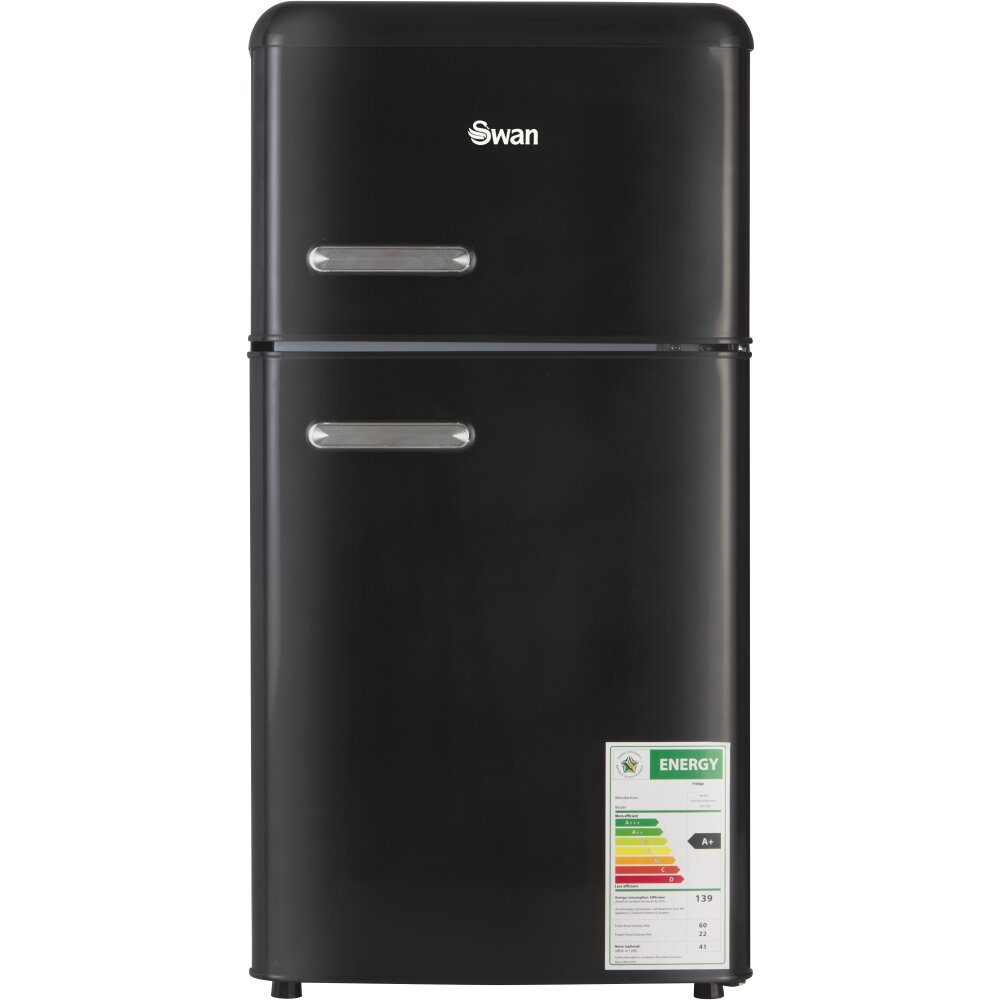Swan Retro Black Double Door Fridge and Freezer Combo