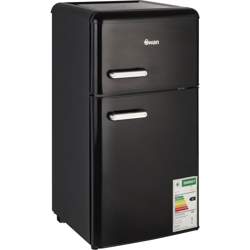 Swan Retro Black Double Door Fridge and Freezer Combo