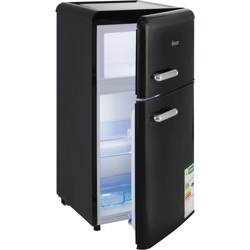 Swan Retro Black Double Door Fridge and Freezer Combo
