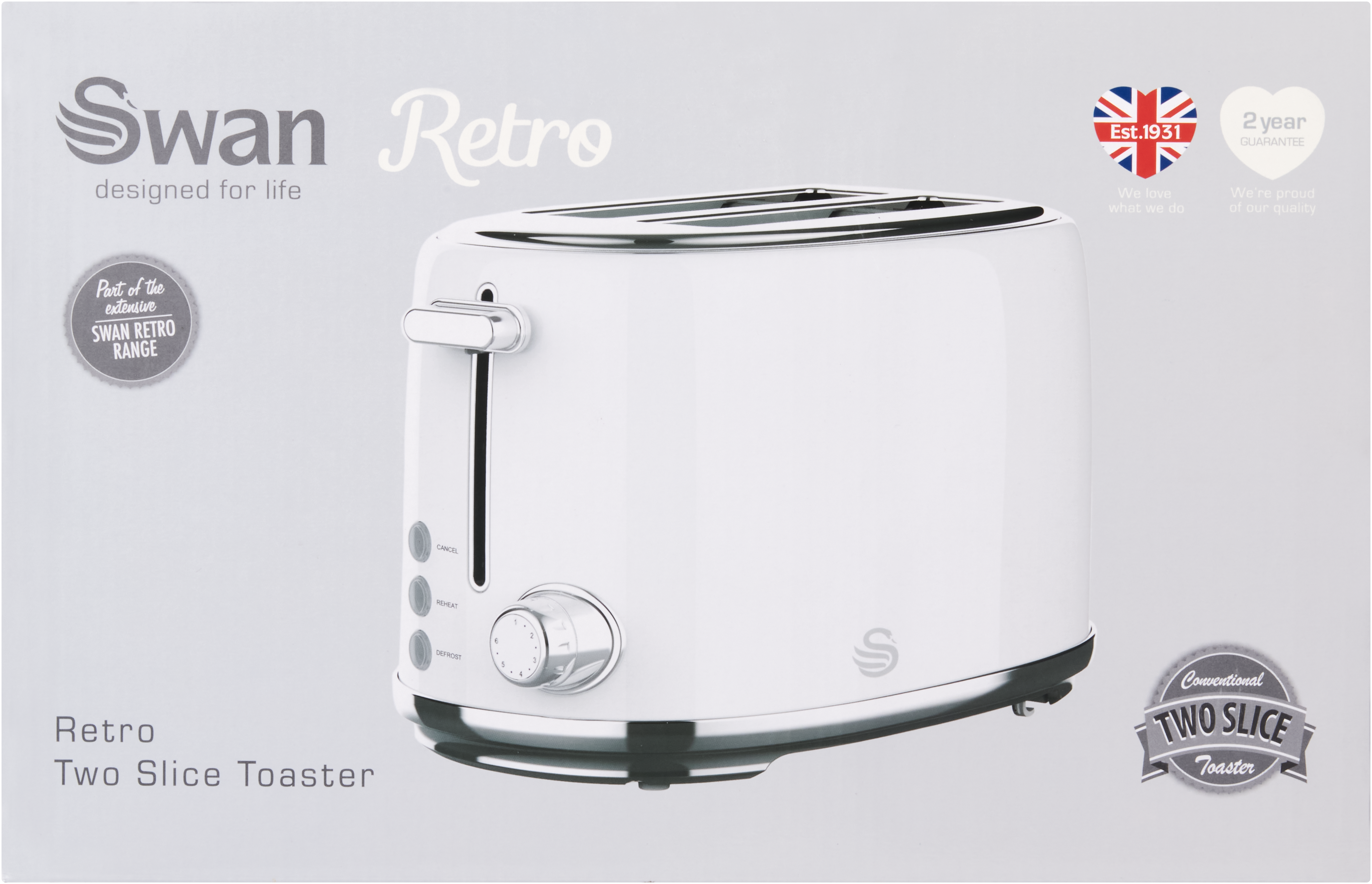 Swan Retro White Toaster