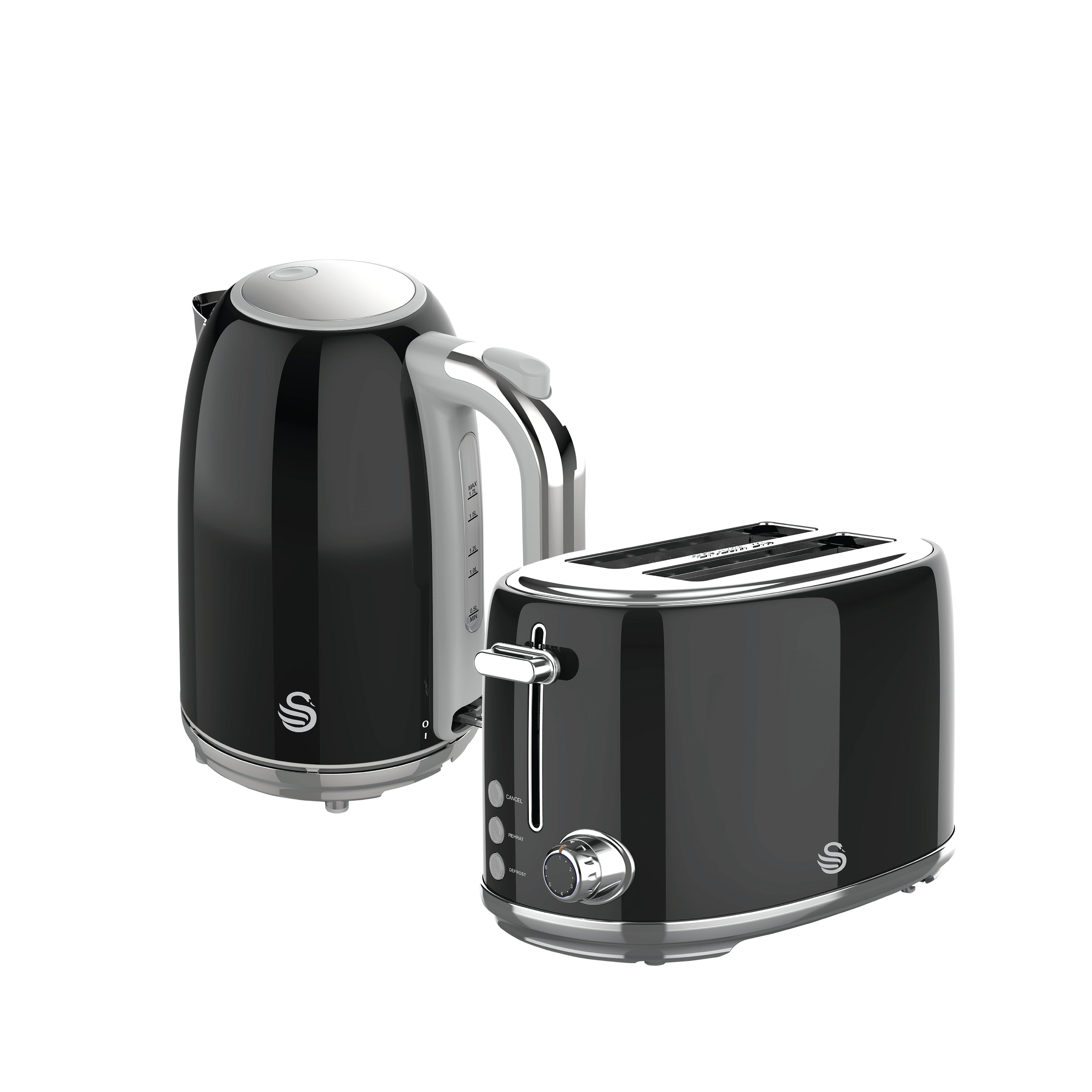 Glossy Black kettle and toaster pack
