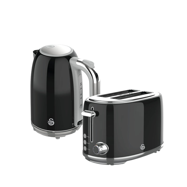 Glossy Black kettle and toaster pack