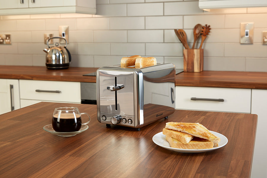 Classic Polished Stainless Steel Cordless Kettle & 2 Slice Toaster