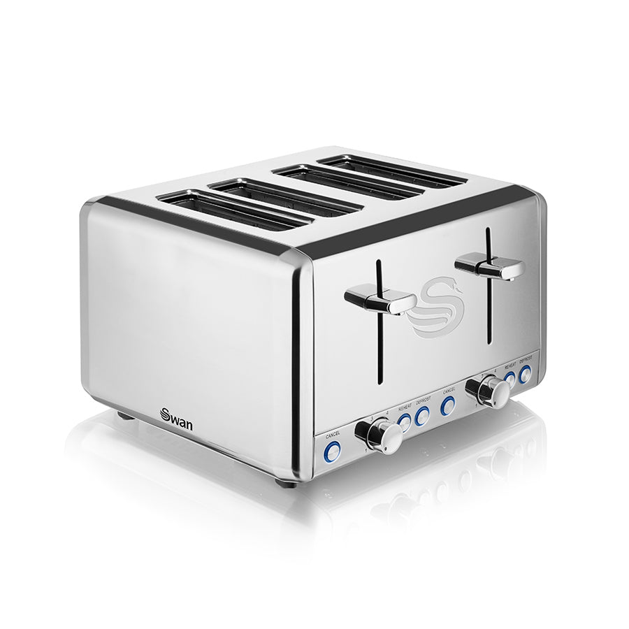 Classic Polished Stainless Steel Cordless Kettle & 4 Slice Toaster