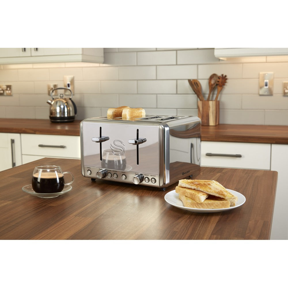 Classic 4 Slice Polished Stainless Steel Toaster