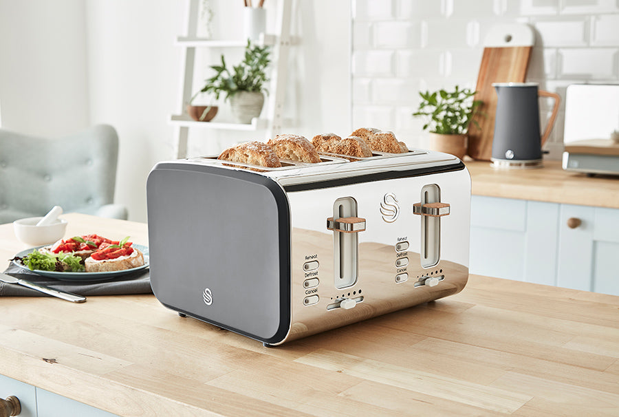 Nordic Slate Grey Cordless Kettle & 4 Slice Toaster