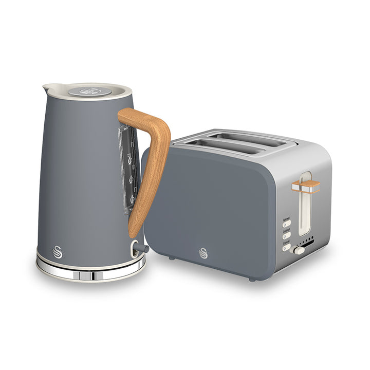 Nordic Slate Grey Cordless Kettle & 2 Slice Toaster