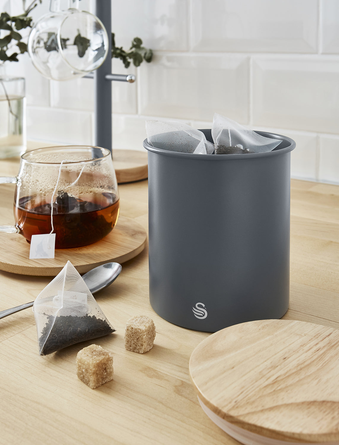 Swan 3 Piece Canister Set with Bamboo Lids - Slate Grey | Swan