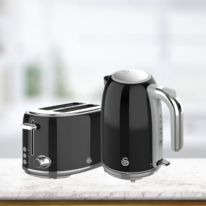 Glossy Black kettle and toaster pack