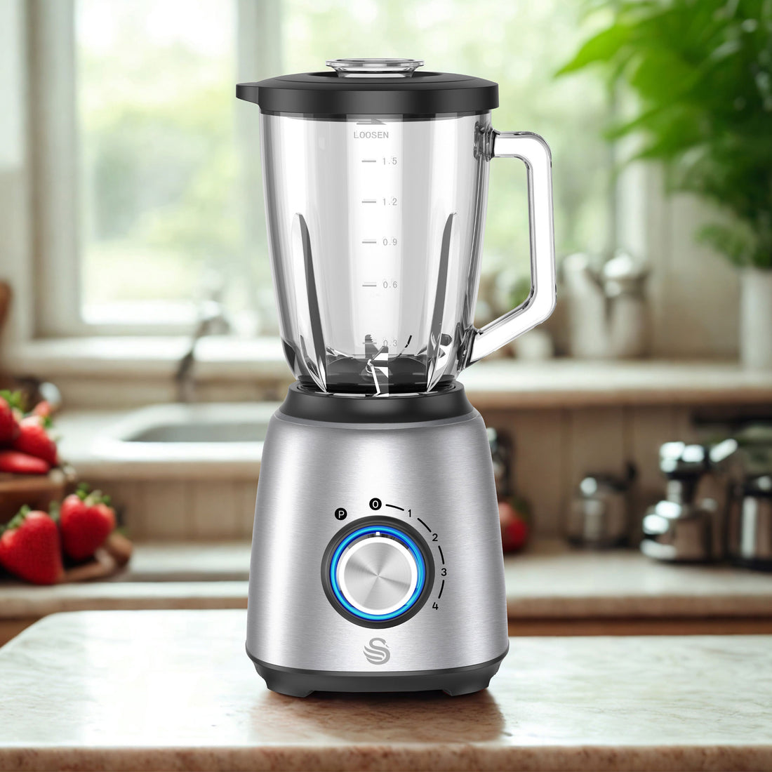 Swan 1,5 Litre Glass Jug Stainless Steel Blender