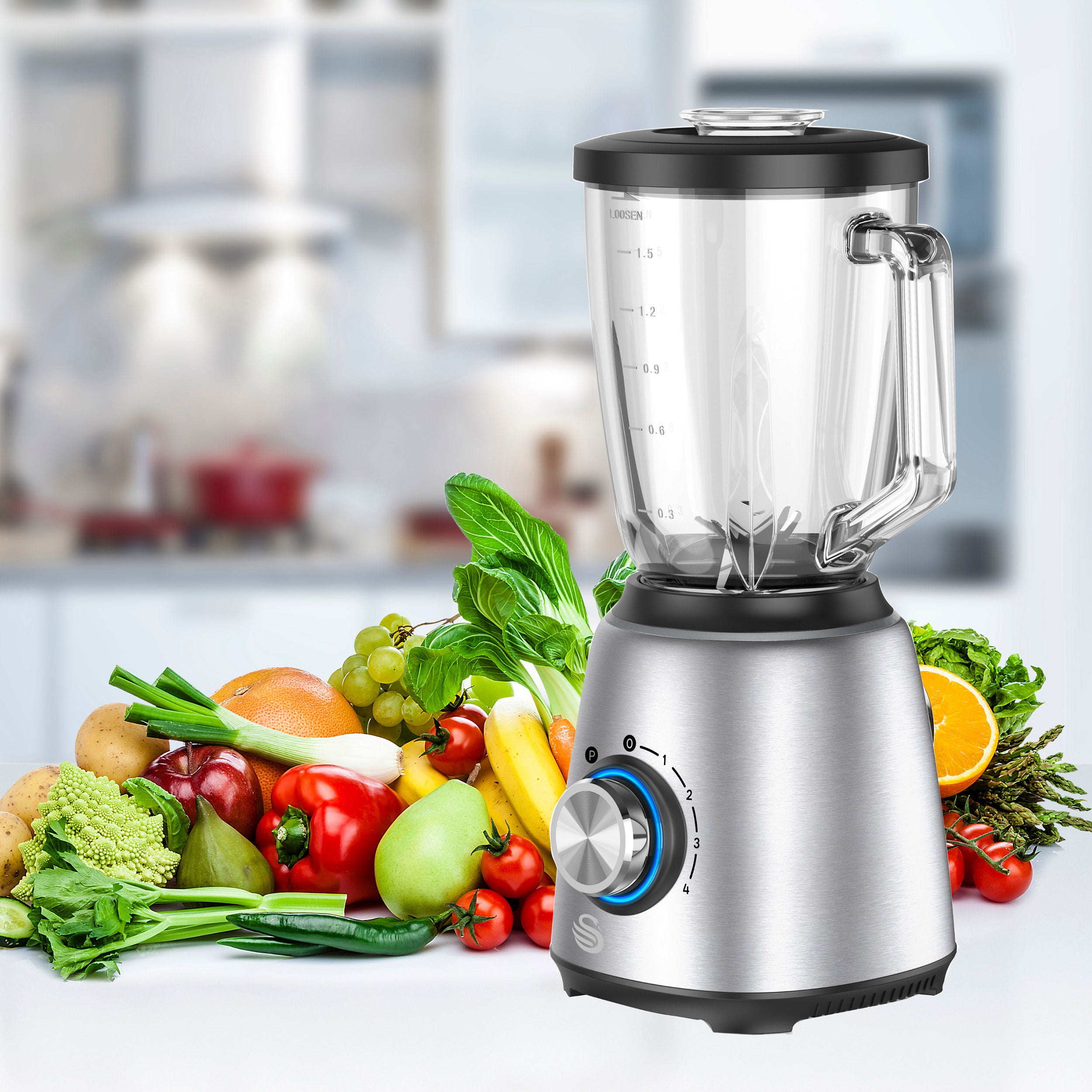 Swan 1,5 Litre Glass Jug Stainless Steel Blender