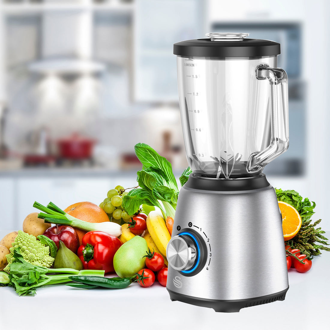 Swan 1,5 Litre Glass Jug Stainless Steel Blender