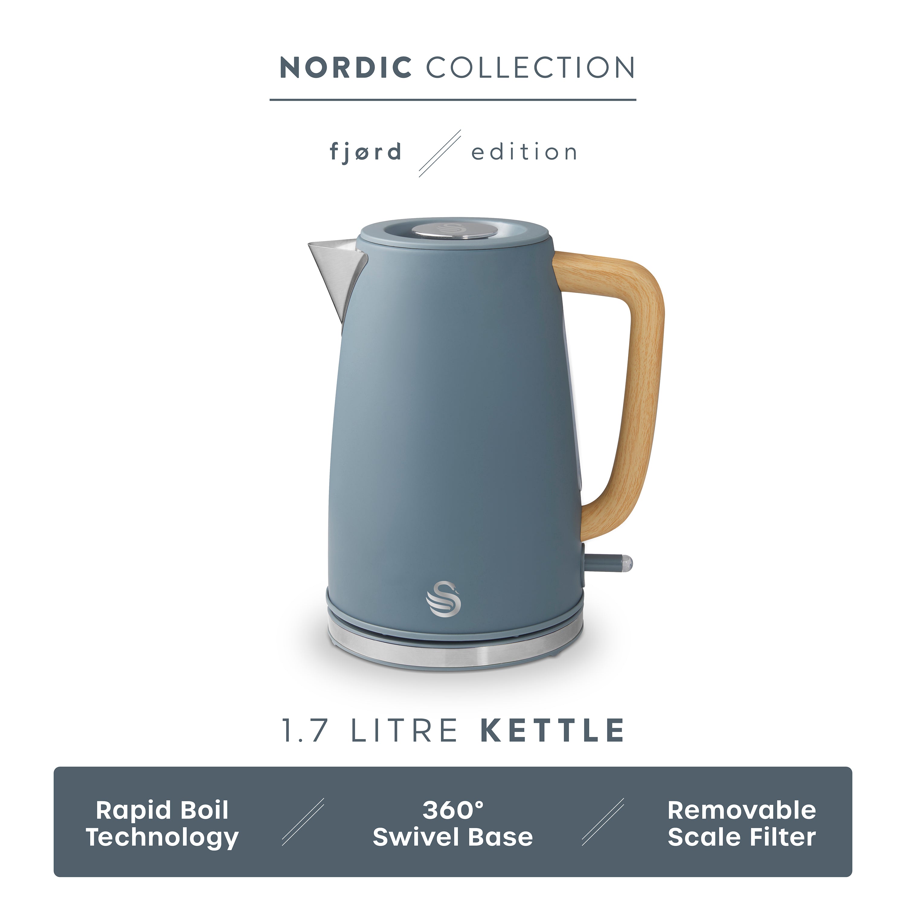 Fjord Grey Fast Boil 1,7 Litre Cordless Kettle