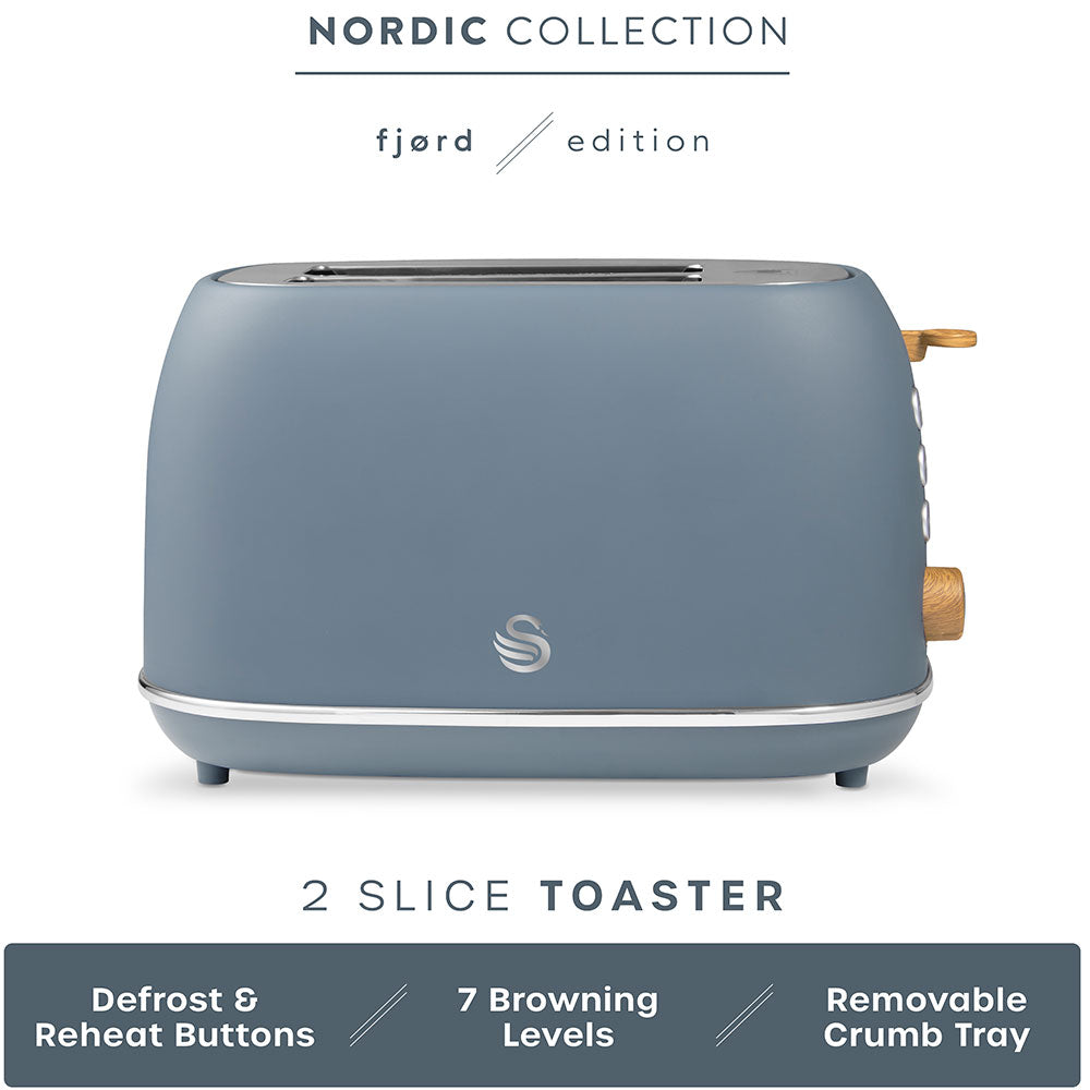 Fjord Grey 2 Slice Toaster