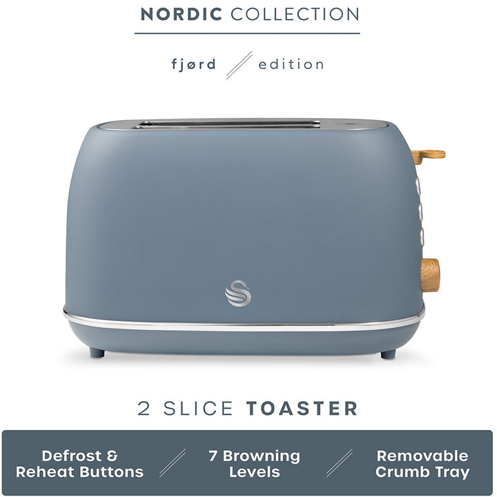 Fjord Grey 2 Slice Toaster