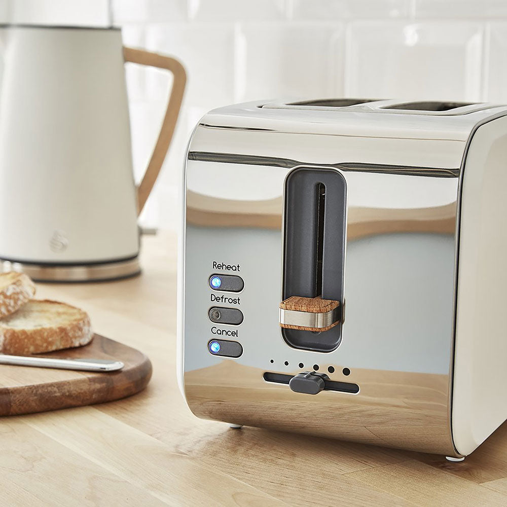 Nordic White 2 Slice Stainless Steel Toaster