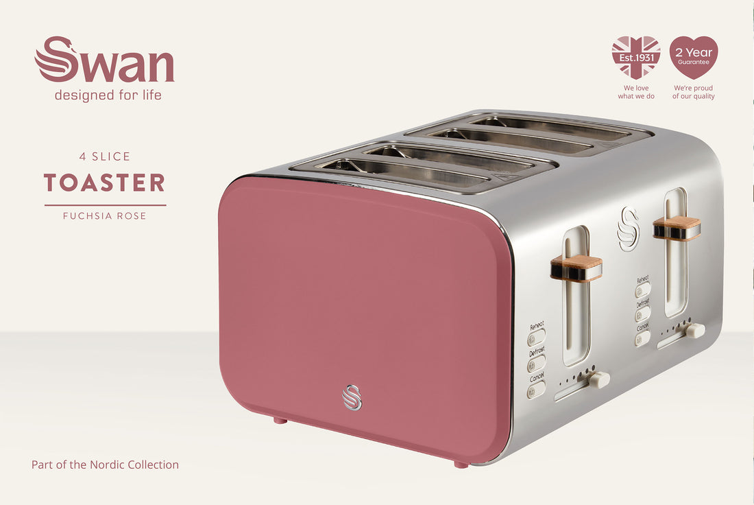 Swan Nordic 4 Slice Toaster - Fuchsia Rose