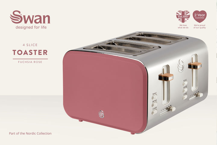 Swan Nordic 4 Slice Toaster - Fuchsia Rose