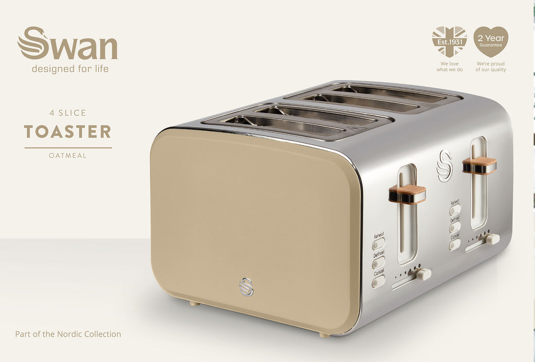 Swan Nordic Oatmeal 4 Slice Toaster