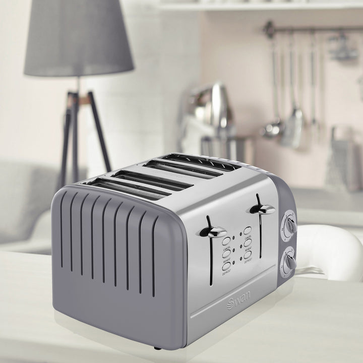 4 Slice Retro Grey Toaster