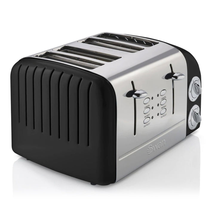 4 Slice Retro Black Toaster