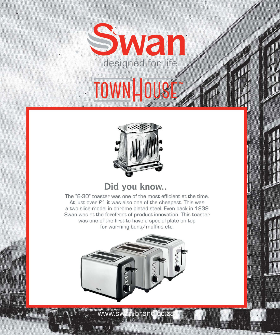 Swan Townhouse Stainless Steel Black 2 Slice Toaster