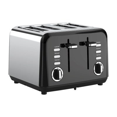 Swan Townhouse 4 Slice Black Toaster