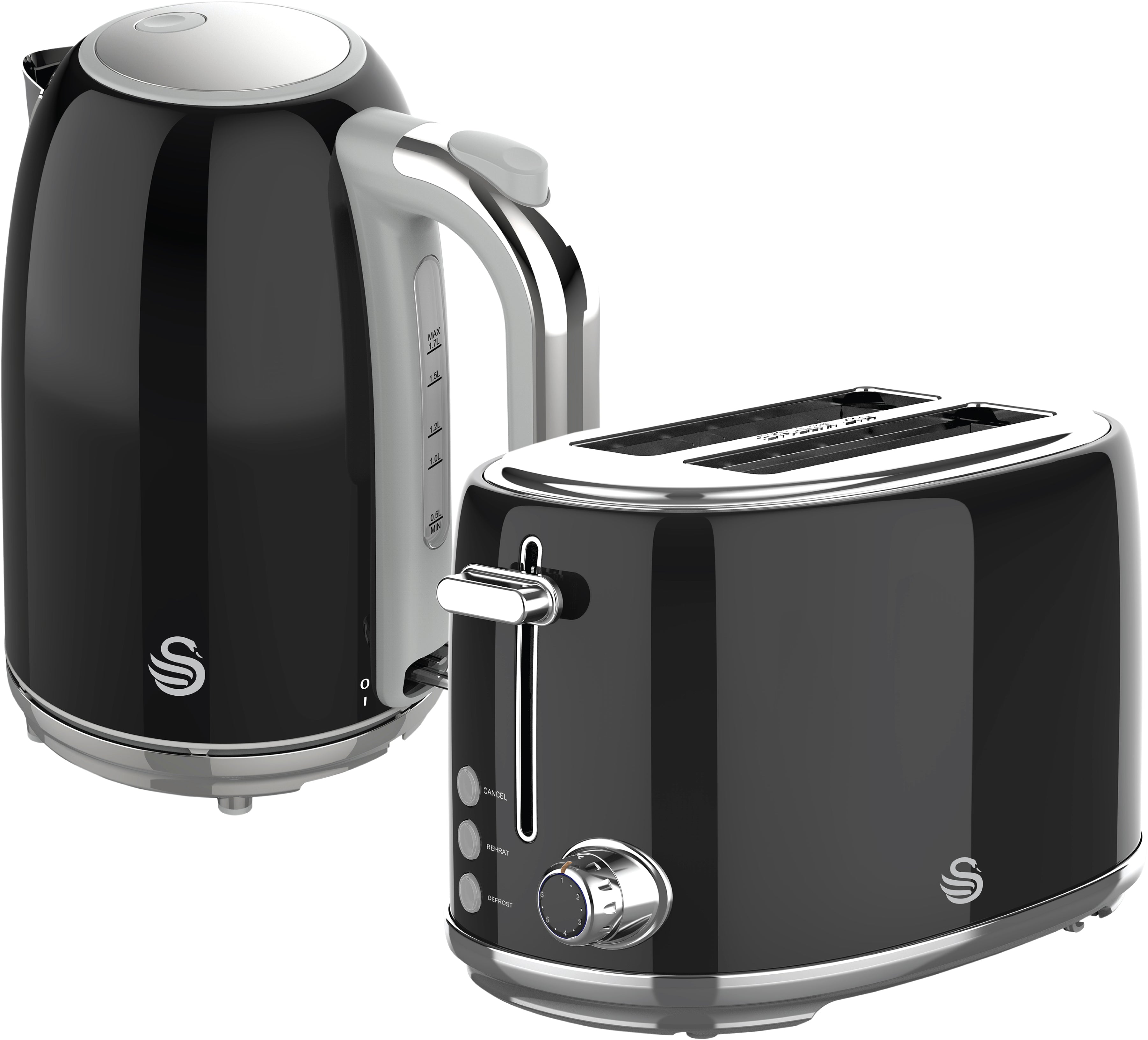 Glossy Black kettle and toaster pack