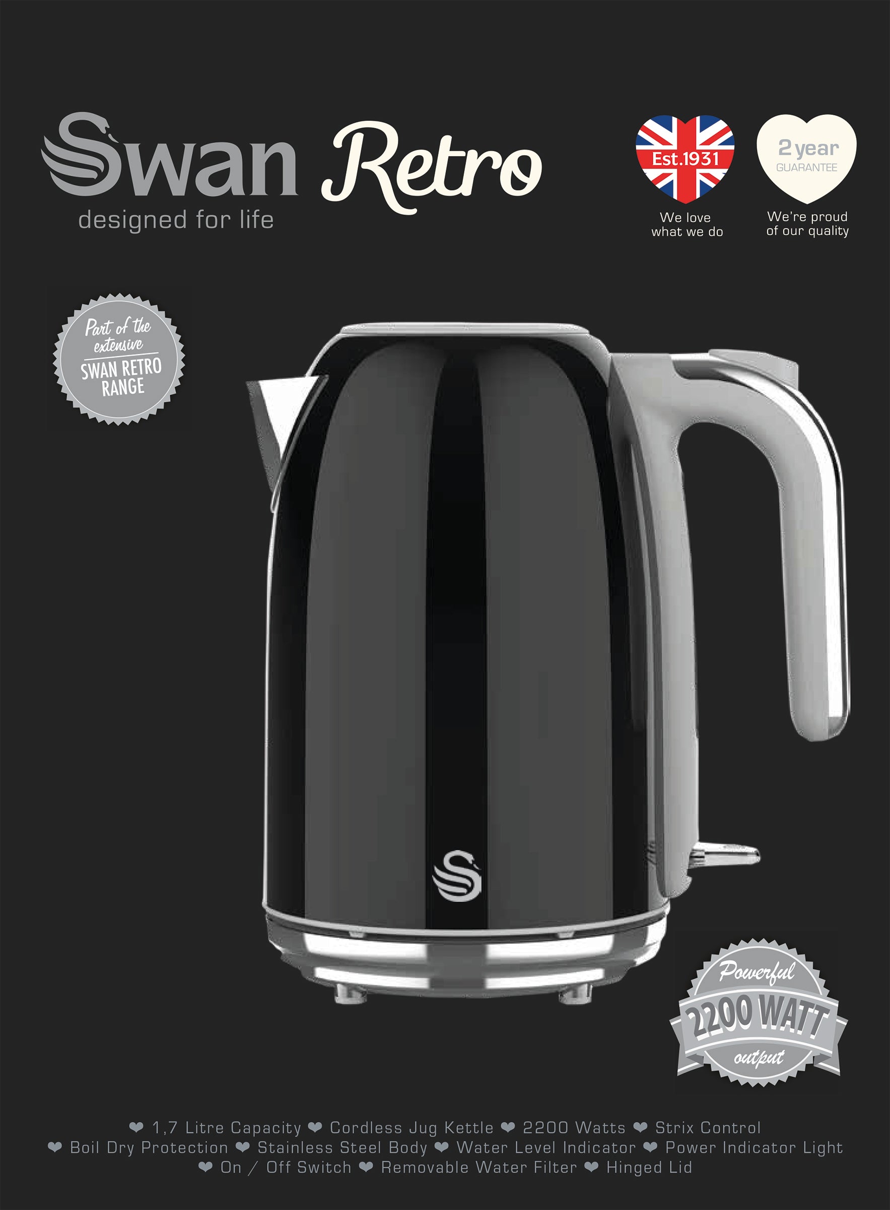 Glossy Black kettle and toaster pack