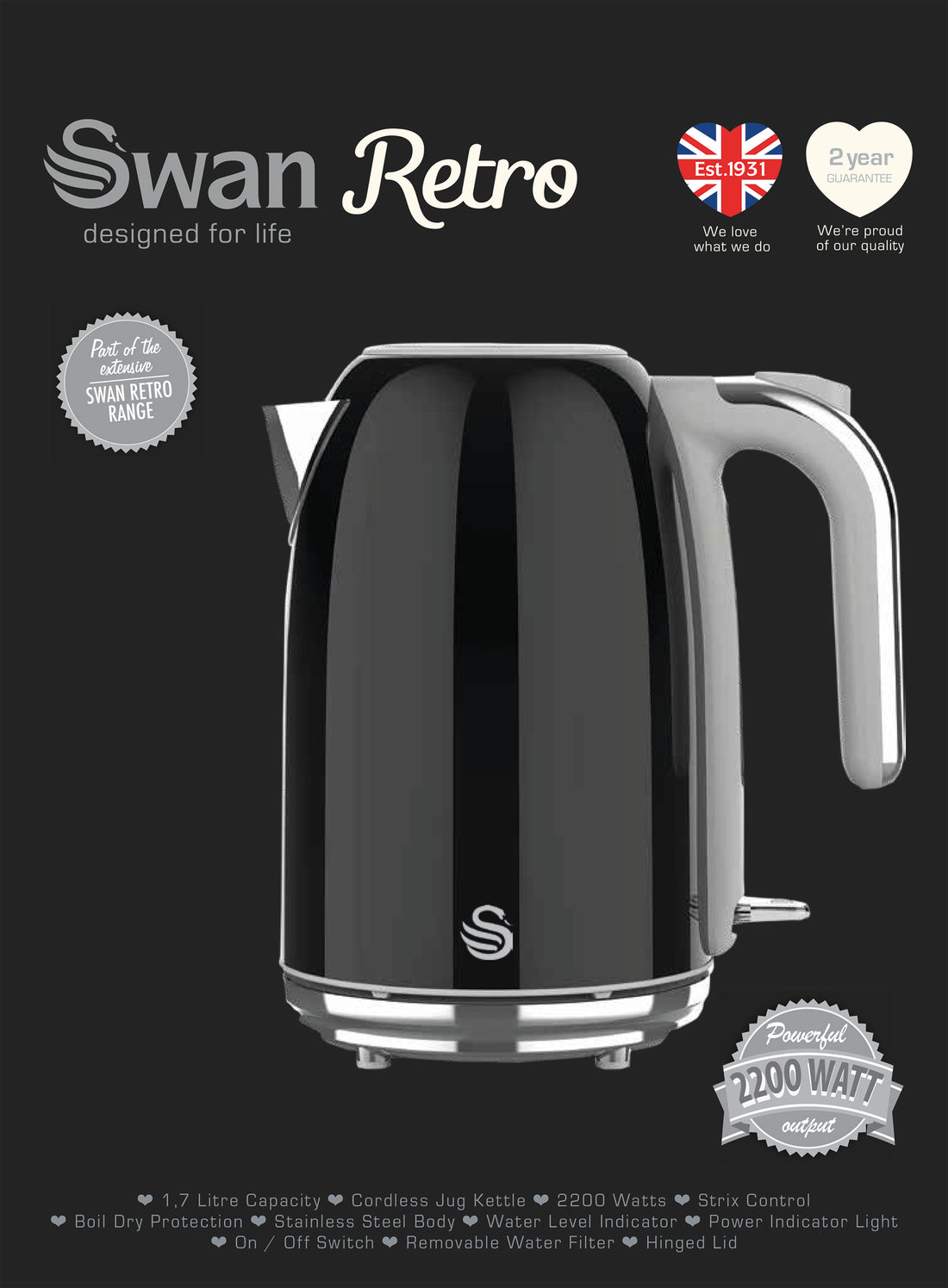 Glossy Black kettle and toaster pack