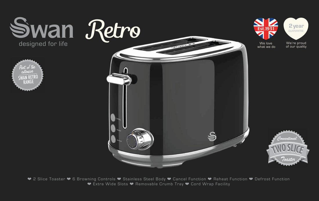 Glossy Black kettle and toaster pack
