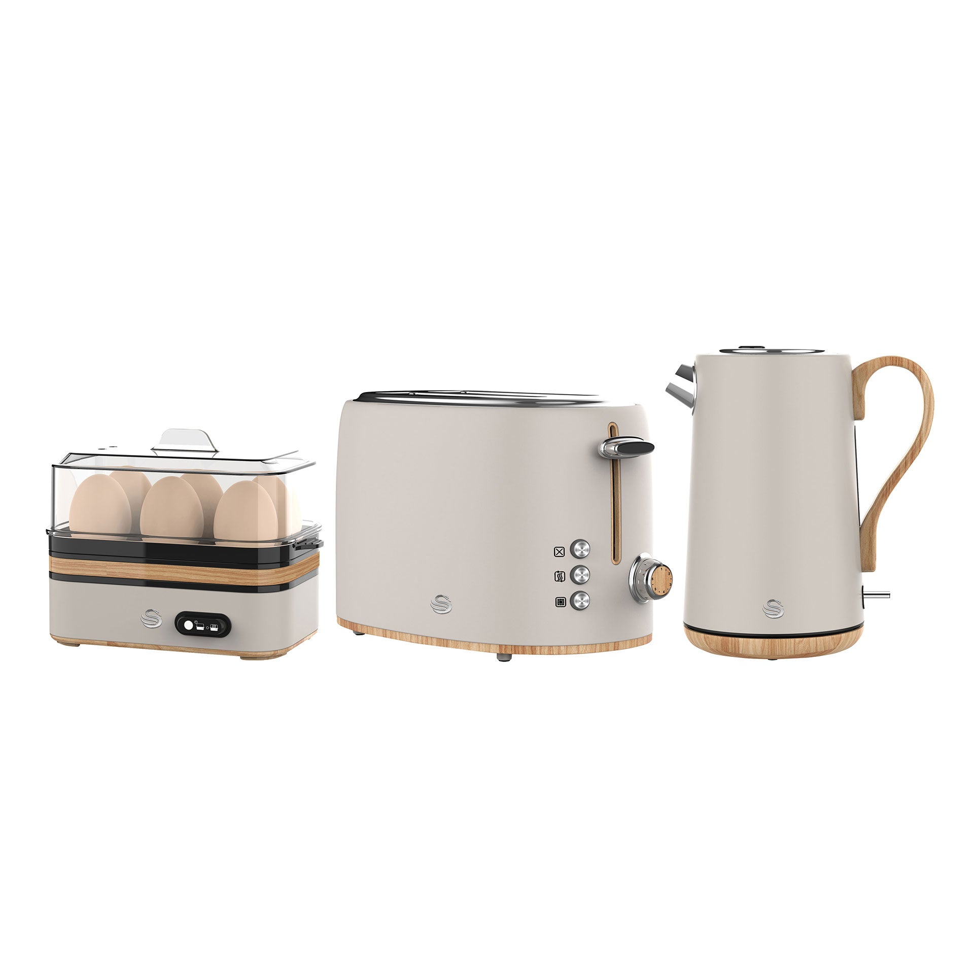 Mist Grey Cordless Kettle & 2 Slice Toaster & Egg Boiler Breakfast Pack