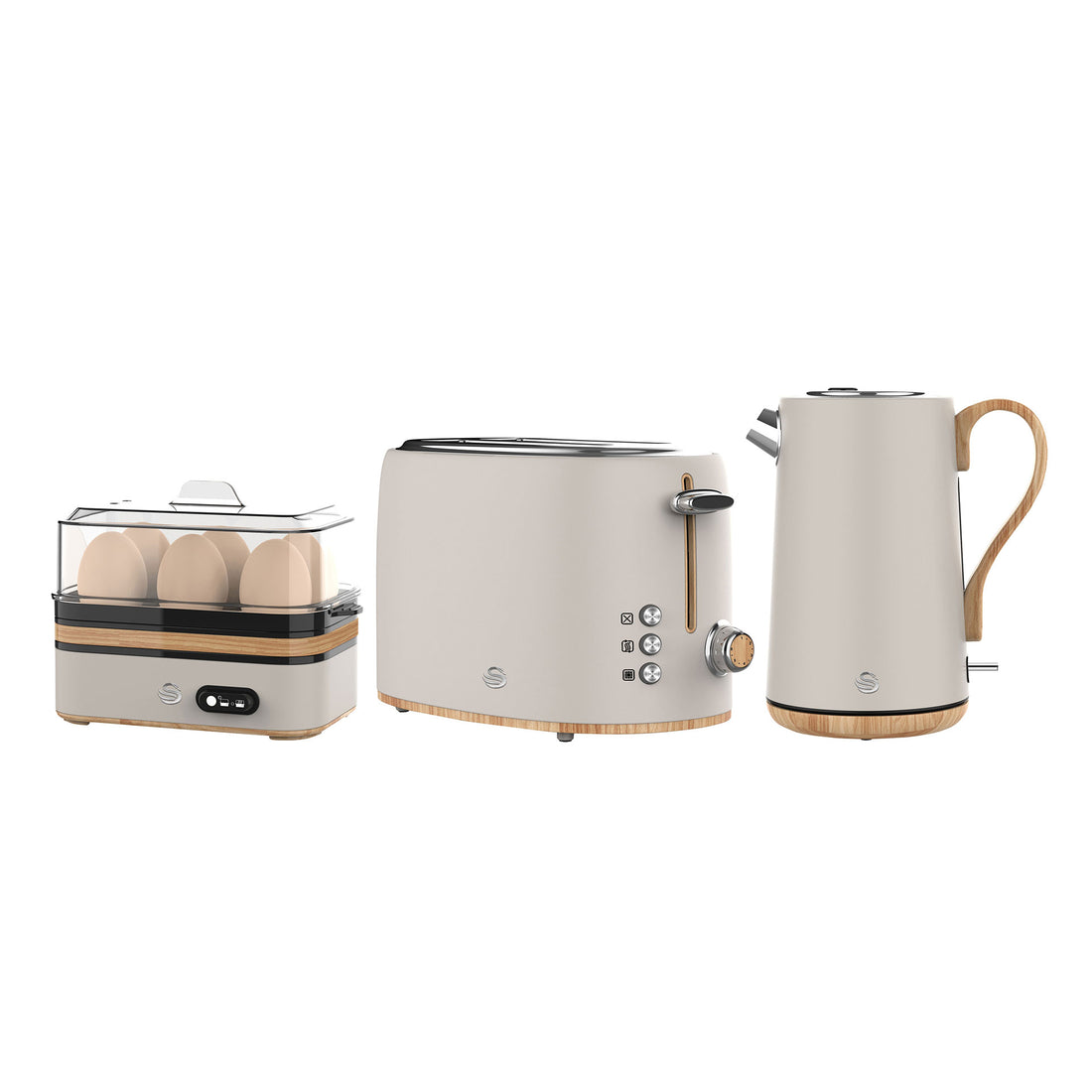 Mist Grey Cordless Kettle & 2 Slice Toaster & Egg Boiler Breakfast Pack